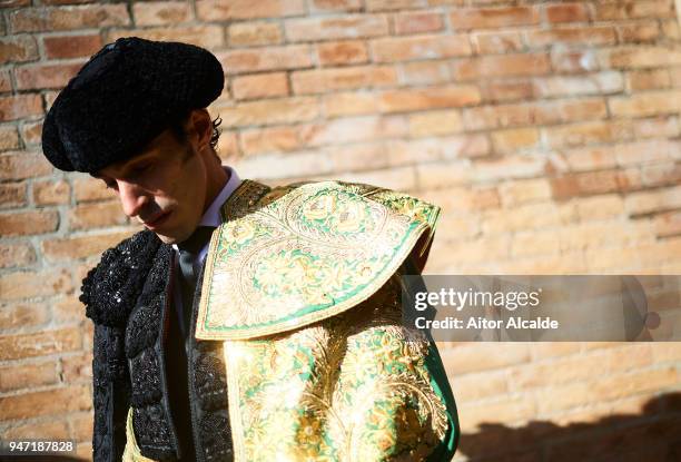 Spanish Bullfighter Alejandro Talavante looks on prior the Feria de Abril Bullfight at La Maestranza on April 16, 2018 in Seville, Spain.