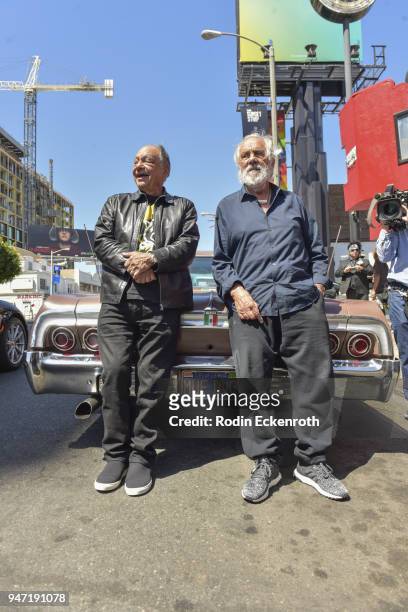 Cheech Marin and Tommy Chong pose for portrait at the Key to The City of West Hollywood Award Ceremony at The Roxy Theatre on April 16, 2018 in West...