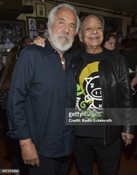 Tommy Chong and Cheech Marin pose for portrait at the Key to The City of West Hollywood Award Ceremony at The Roxy Theatre on April 16, 2018 in West...