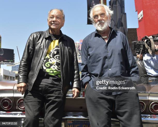 Cheech Marin and Tommy Chong pose for portrait at the Key to The City of West Hollywood Award Ceremony at The Roxy Theatre on April 16, 2018 in West...