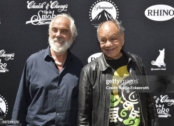 Cheech Marin and Tommy Chong attend their Key to The City of West Hollywood Award Ceremony at The Roxy Theatre on April 16, 2018 in West Hollywood,...