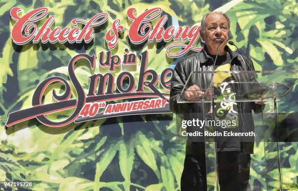 Cheech Marin speaks onstage at the Key to The City of West Hollywood Award Ceremony at The Roxy Theatre on April 16, 2018 in West Hollywood,...