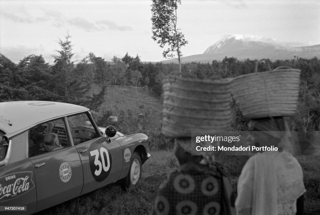 Car running the East African Safari Rally