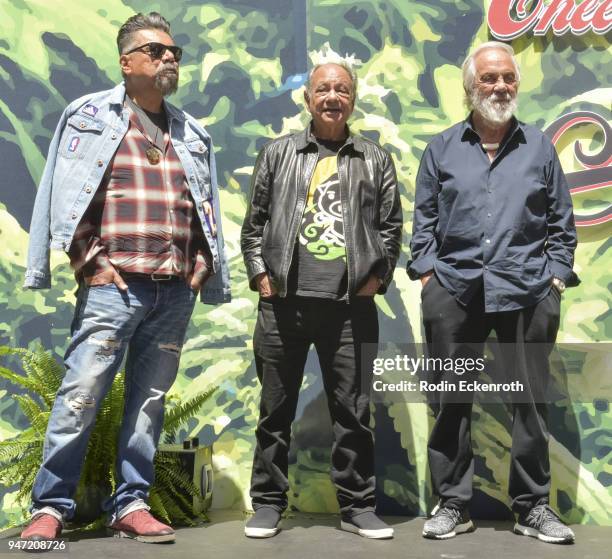 George Lopez, Cheech Marin, and Tommy Chong onstage at the Key to The City of West Hollywood Award Ceremony at The Roxy Theatre on April 16, 2018 in...