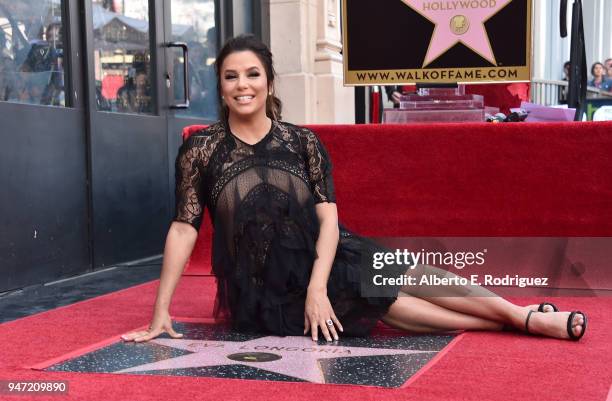 Eva Longoria attends a ceremony honoring her with the 2,634th Star on the Hollywood Walk of Fame on April 16, 2018 in Hollywood, California.