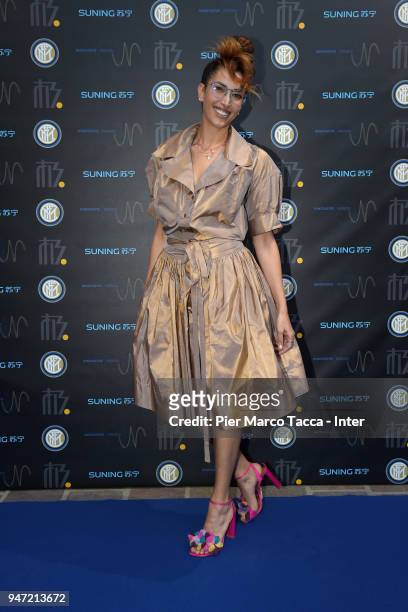 Nina Zilli attends the unveiling of FC Internazionale 'Innovative Passion' Concept At Milan Design Week on April 16, 2018 in Milan, Italy.