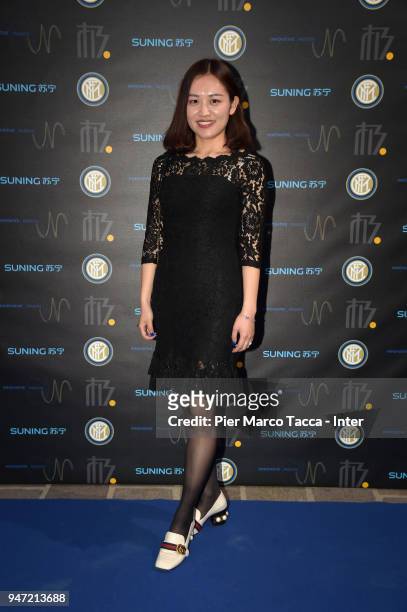 Melody Jia, Chief of Staff and Director of Strategy of Suning International attends the unveiling of FC Internazionale 'Innovative Passion' Concept...