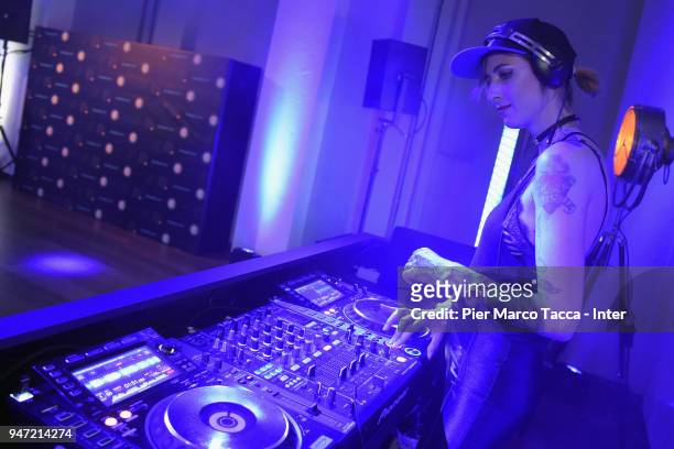 Ema Stokholma, dj attends the unveiling of FC Internazionale 'Innovative Passion' Concept At Milan Design Week on April 16, 2018 in Milan, Italy.