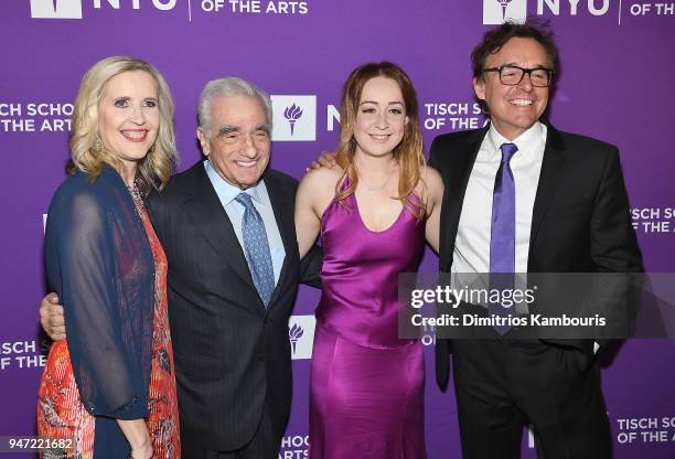 Allyson Green, Martin Scorsese, Eleanor Columbus and Chris Columbus attend The New York University Tisch School Of The Arts 2018 Gala at Capitale on...