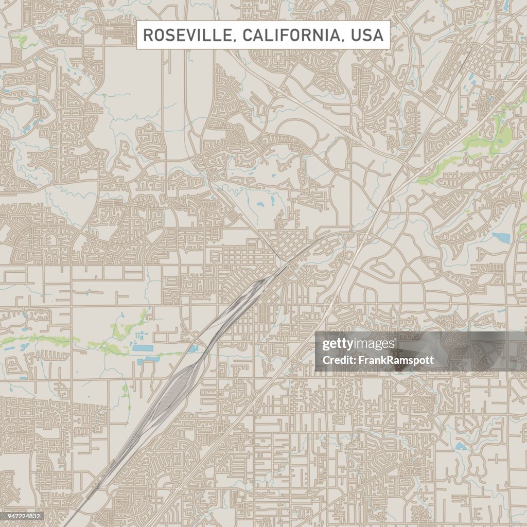 Roseville California US City Street Map