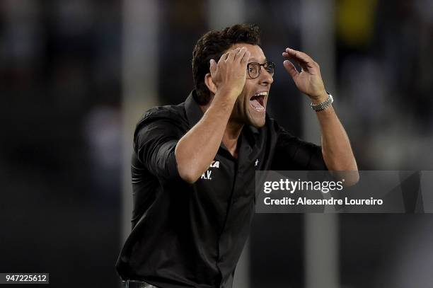 Alberto Valentim, head coach of Botafogo reacts during the match between Botafogo and Palmeiras as part of Brasileirao Series A 2018 at Engenhao...