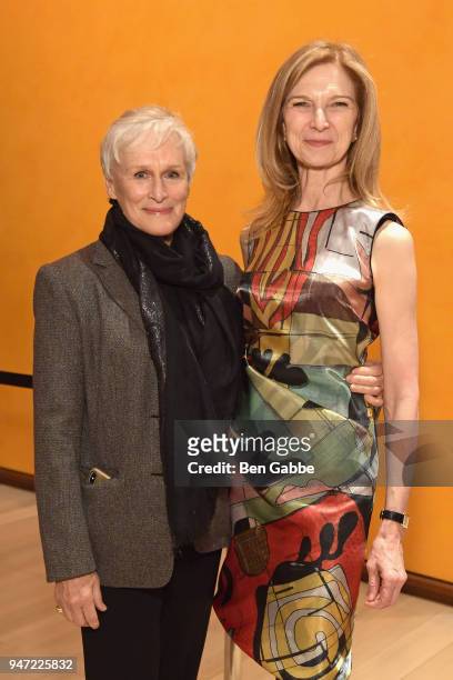 Actor Glenn Close and CEO of the Academy of Motion Picture Arts and Sciences Dawn Hudson attends the Academy Museum Conversation at The Times Center,...