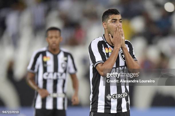 Brenner of Botafogo reacts during the match between Botafogo and Palmeiras as part of Brasileirao Series A 2018 at Engenhao Stadium on April 16, 2018...