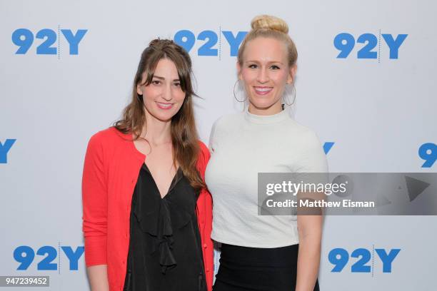 Singer-songwriter Sara Bareilles and Stephanie Torns attend 92nd Street Y Presents: The Women Of "Waitress: The Musical" at 92nd Street Y on April...