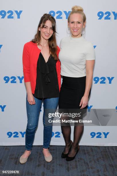 Singer-songwriter Sara Bareilles and Stephanie Torns attend 92nd Street Y Presents: The Women Of "Waitress: The Musical" at 92nd Street Y on April...