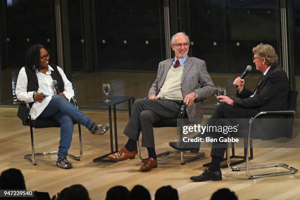 Academy Governor Whoopi Goldberg, Academy Museum Architect Renzo Piano, and Academy Museum Director Kerry Brougher speak onstage during the Academy...