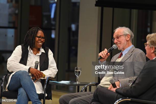 Academy Governor Whoopi Goldberg, Academy Museum Architect Renzo Piano, and Academy Museum Director Kerry Brougher speak onstage during the Academy...