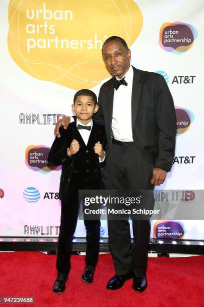 Sidney Max Titus and Dres attend the Urban Arts Partnership's AmplifiED Gala at The Ziegfeld Ballroom on April 16, 2018 in New York City.