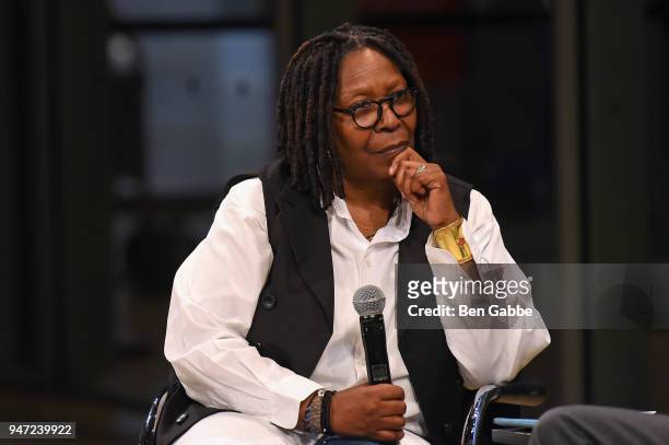 Academy Governor Whoopi Goldberg speaks onstage during the Academy Museum Conversation at The Times Center, featuring Whoopi Goldberg, Kerry Brougher...
