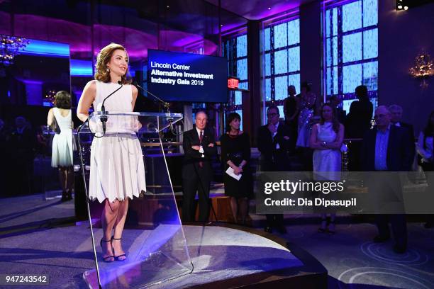 Ilana D. Weinstein speaks onstage during the Lincoln Center Alternative Investment Industry Gala on April 16, 2018 at The Rainbow Room in New York...