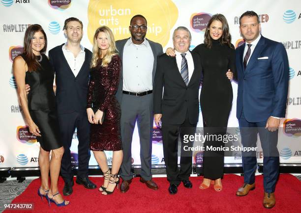 Lisa Harbert, Rory Albanese, Mike Yard, Ted Harbert, Dominique Piek and Philip Courtney attend the Urban Arts Partnership's AmplifiED Gala at The...