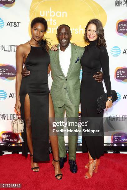 Damaris Lewis, Michael Kenneth Williams and Dominique Piek attend the Urban Arts Partnership's AmplifiED Gala at The Ziegfeld Ballroom on April 16,...