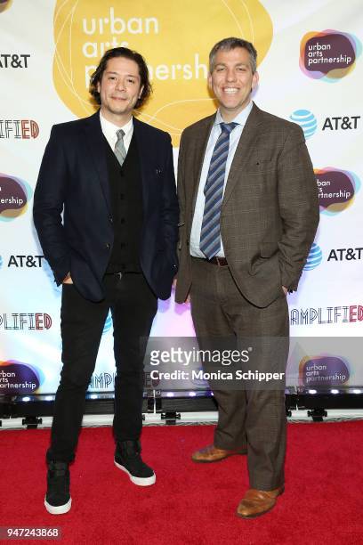 Alejandro Alvarez and Chris Caruso attend the Urban Arts Partnership's AmplifiED Gala at The Ziegfeld Ballroom on April 16, 2018 in New York City.