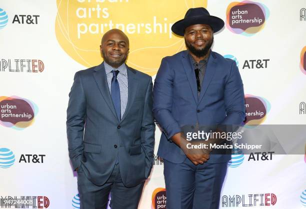 Roger Rojas and DJ Mike Strick attend the Urban Arts Partnership's AmplifiED Gala at The Ziegfeld Ballroom on April 16, 2018 in New York City.