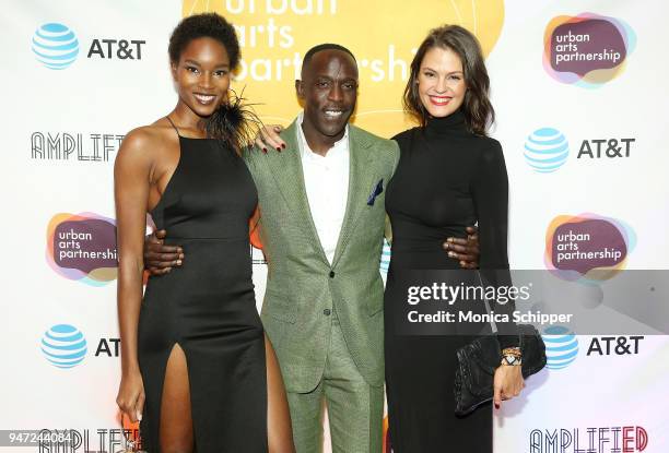 Damaris Lewis, Michael Kenneth Williams and Dominique Piek attend the Urban Arts Partnership's AmplifiED Gala at The Ziegfeld Ballroom on April 16,...