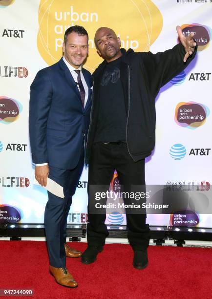 Philip Courtney and Darryl McDaniels attend the Urban Arts Partnership's AmplifiED Gala at The Ziegfeld Ballroom on April 16, 2018 in New York City.