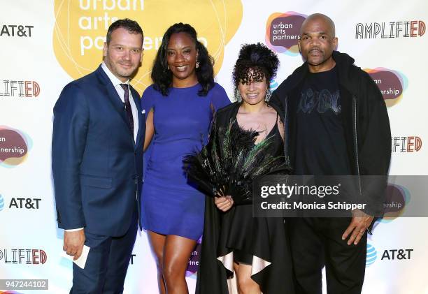 Philip Courtney, Katrina Perou, Rhiannon Murphy and Darryl McDaniels attend the Urban Arts Partnership's AmplifiED Gala at The Ziegfeld Ballroom on...