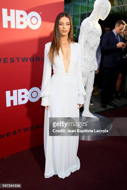 Angela Sarafyan attends the premiere of HBO's "Westworld" Season 2 at The Cinerama Dome on April 16, 2018 in Los Angeles, California.