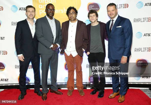 Rory Albanese, Mike Yard, Hari Kondabolu, Jesse Eisenberg and Philip Courtney attend the Urban Arts Partnership's AmplifiED Gala at The Ziegfeld...