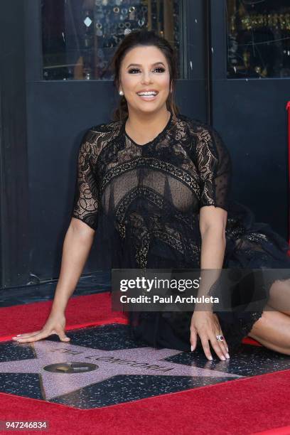 Actress Eva Longoria attends the ceremony to honor her with a Star on The Hollywood Walk Of Fame on April 16, 2018 in Hollywood, California.