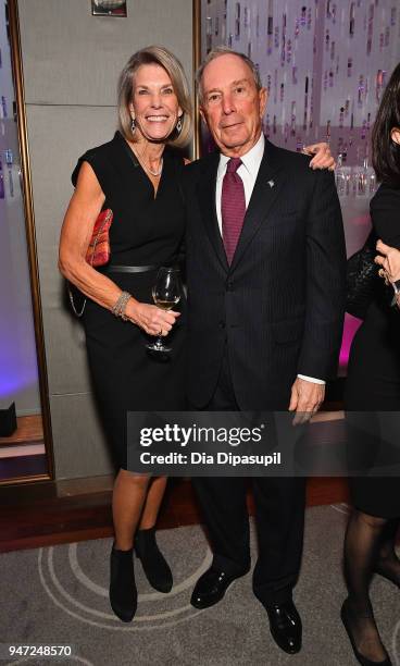 Ginny Clark and Michael Bloomberg attend the Lincoln Center Alternative Investment Industry Gala on April 16, 2018 at The Rainbow Room in New York...