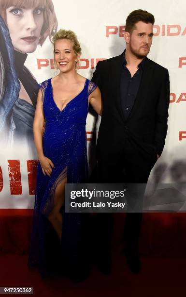 Luisana Lopilato and Michael Buble attend the premiere of 'Perdidas' at the Hoyts Dot Cinemas on April 16, 2018 in Buenos Aires, Argentina.