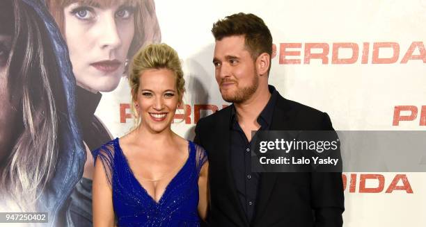 Luisana Lopilato and Michael Buble attend the premiere of 'Perdidas' at the Hoyts Dot Cinemas on April 16, 2018 in Buenos Aires, Argentina.