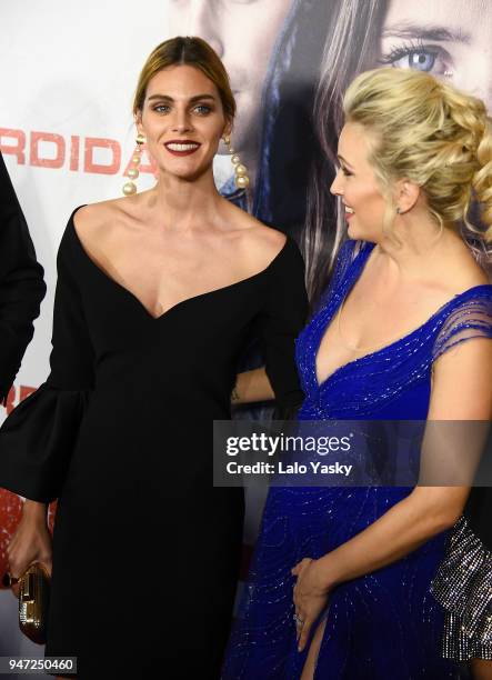 Amaia Salamanca and Luisana Lopilato attend the premiere of 'Perdidas' at the Hoyts Dot Cinemas on April 16, 2018 in Buenos Aires, Argentina.