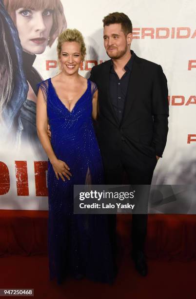 Luisana Lopilato and Michael Buble attend the premiere of 'Perdidas' at the Hoyts Dot Cinemas on April 16, 2018 in Buenos Aires, Argentina.