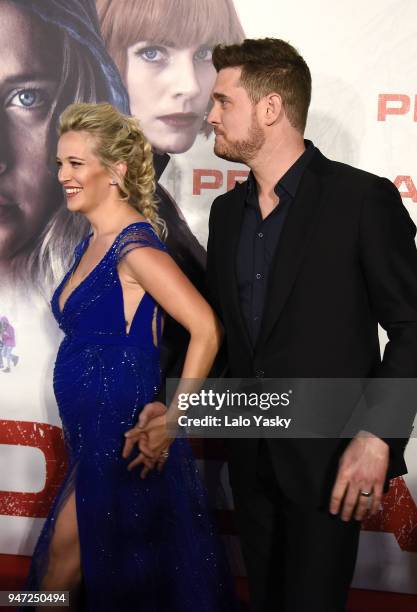 Luisana Lopilato and Michael Buble attend the premiere of 'Perdidas' at the Hoyts Dot Cinemas on April 16, 2018 in Buenos Aires, Argentina.