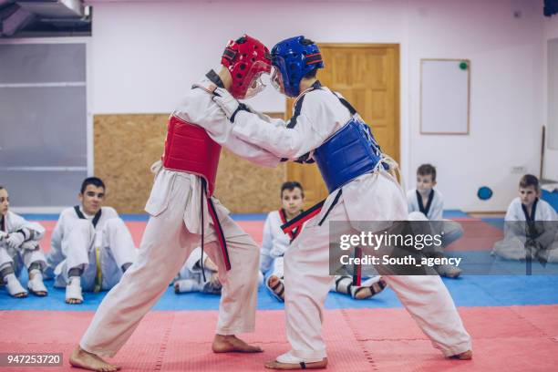 boys taekwondo training - karate belt stock pictures, royalty-free photos & images