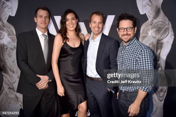 Jonathan Nolan, Lisa Joy, HBO Original Programming, HBO President, Programming Casey Bloys and J.J. Abrams attend the Los Angeles Season 2 premiere...