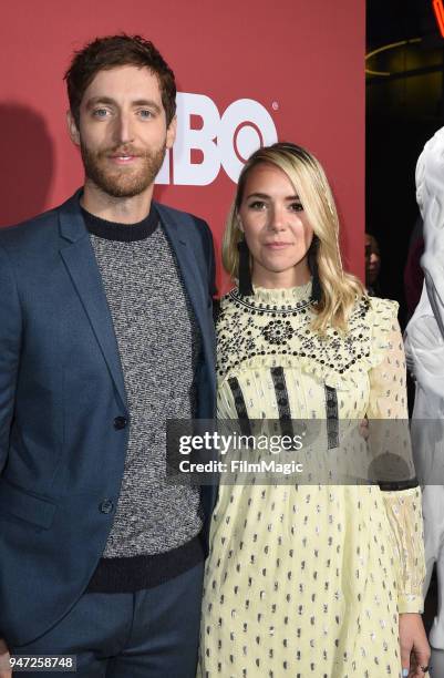 Thomas Middleditch and Mollie Gates attend the Los Angeles Season 2 premiere of the HBO Drama Series WESTWORLD at The Cinerama Dome on April 16, 2018...