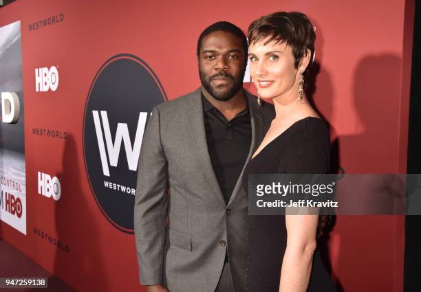 Sam Richardson and Nicole Boyd attend the Los Angeles Season 2 premiere of the HBO Drama Series WESTWORLD at The Cinerama Dome on April 16, 2018 in...
