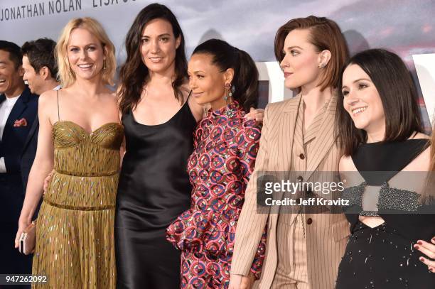 Ingrid Bolso Berdal, Lisa Joy, Thandie Newton, Evan Rachel Wood and Shannon Woodward attend the Los Angeles Season 2 premiere of the HBO Drama Series...