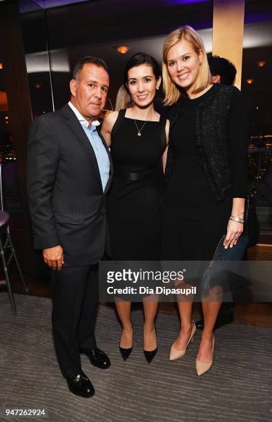 Nick Roberts, Sara Warner, Jennifer Sullivan attend the Lincoln Center Alternative Investment Industry Gala on April 16, 2018 at The Rainbow Room in...