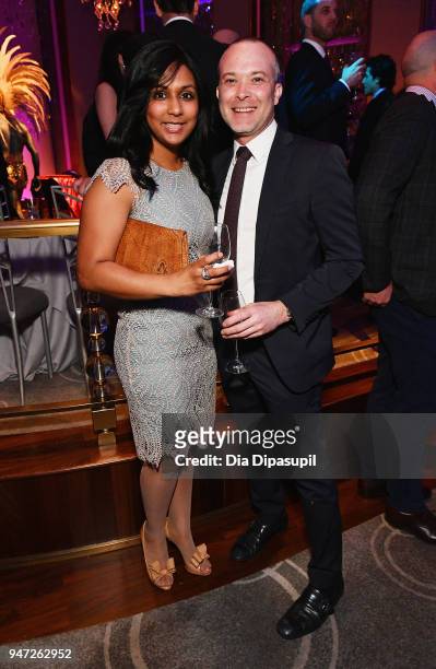 Surina Prikash and Adam Rosso attend the Lincoln Center Alternative Investment Industry Gala on April 16, 2018 at The Rainbow Room in New York City.