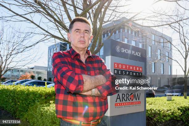 Peter Glasson stands outside the Southern Response office on April 17, 2018 in Christchurch, New Zealand. Glasson started his hunger strike to...