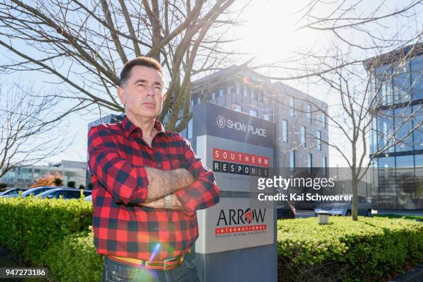 Peter Glasson stands outside the Southern Response office on April 17, 2018 in Christchurch, New Zealand. Glasson started his hunger strike to...