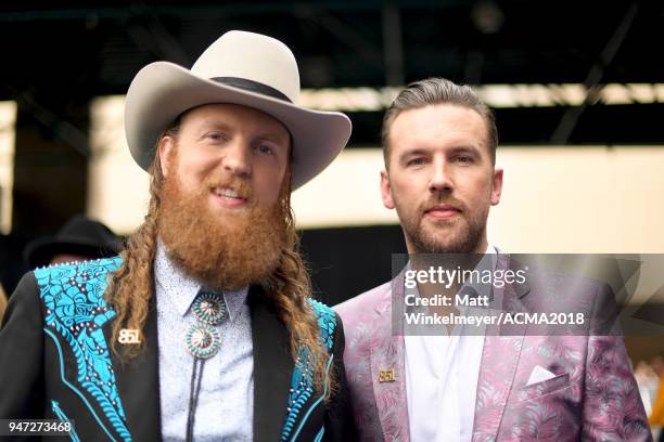 John Osborne and T.J. Osborne of musical group Brothers Osborne attends the 53rd Academy of Country Music Awards on April 15, 2018 in Las Vegas,...